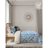 V&A Pure Cotton Ornamental Bloom Bedding Set - DBL - Indigo, Indigo
