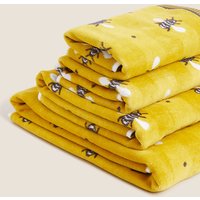 M&S Collection Pure Cotton Repeat Bee Towel - BATH - Ochre, Ochre