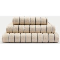 M&S Collection Pure Cotton Textured Striped Towel - BATH - Neutral, Neutral