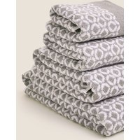 M&S Collection Pure Cotton Repeat Links Towel - EXL - Grey, Grey,Chambray,Ochre