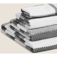 M&S Collection Pure Cotton Striped Textured Towel - EXL - Charcoal, Bright Green,Charcoal,Bright Pink Mix,Bright Blue Mix,Duck Egg,Silver Grey