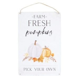 Farm Fresh Pumpkins Metal Hanging Sign | Bed Sava