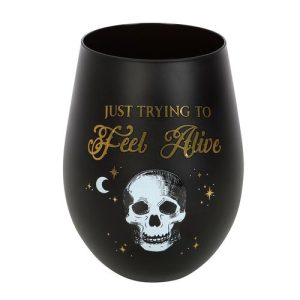 Trying to Feel Alive Stemless Wine Glass | Bed Sava