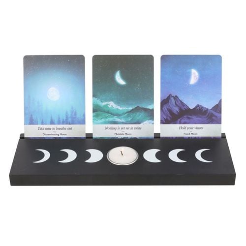 Black Moon Phase Tarot Card Stand Tealight Holder | Bed Sava