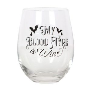 My Blood Type is Wine Stemless Wine Glass | Bed Sava