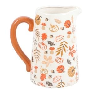 17cm Autumn Leaves and Pumpkins Ceramic Flower Jug | Bed Sava