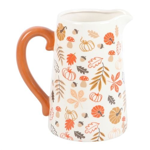 17cm Autumn Leaves and Pumpkins Ceramic Flower Jug | Bed Sava