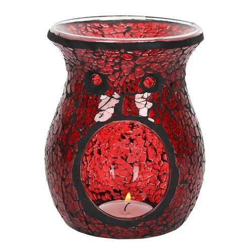 Large Red Crackle Glass Oil Burner and Wax Warmer | Bed Sava