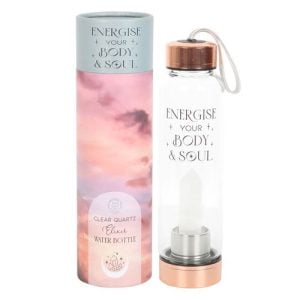 Clear Quartz Body and Soul Glass Water Bottle | Bed Sava