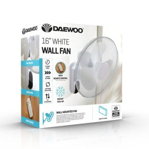 Daewoo 16 White Wall Fan | With Remote Control | Bed Sava