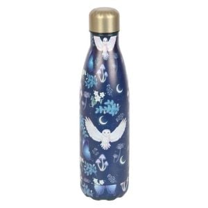 Night Flight Owl Print Metal Water Bottle | Bed Sava
