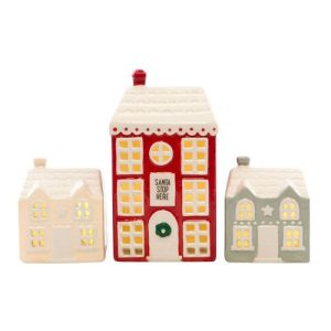 Set of 3 Light Up LED Christmas Houses | Bed Sava