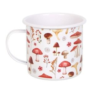 All Over Mushroom Print Enamel Mug | Bed Sava
