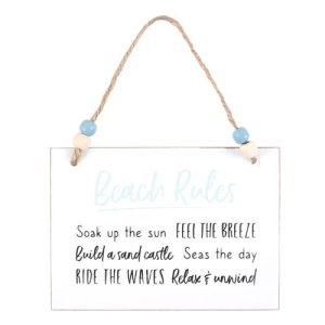 Beach Rules Hanging Sign | Bed Sava