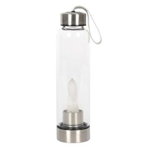 Clear Quartz Energising Glass Water Bottle | Bed Sava