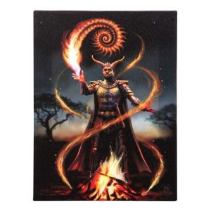 19x25cm Fire Element Wizard Canvas Plaque by Anne Stokes | Bed Sava