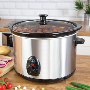 Quest 15 Litre Compact Slow Cooker Stainless Steel  35260 | Bed Sava