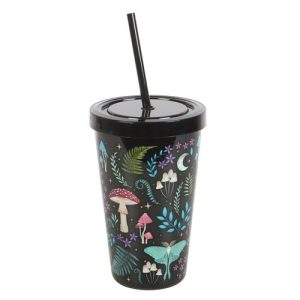 Dark Forest Print Plastic Tumbler with Straw | Bed Sava