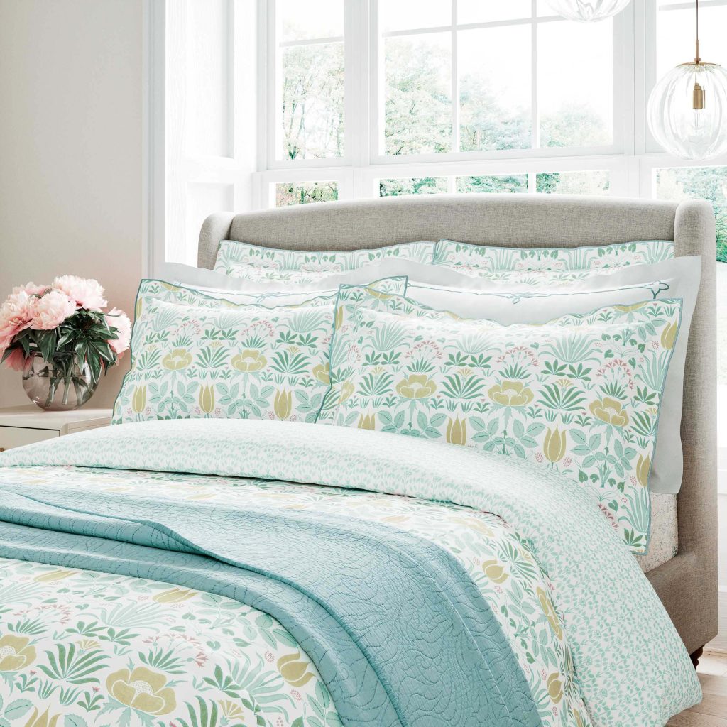 V&A Voysey Anselm Single Duvet Cover SET, Aqua