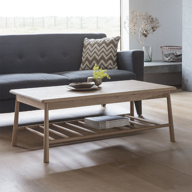 Nordic Oak Coffee Table with Shelf - Solid Oak - New - 4Living
