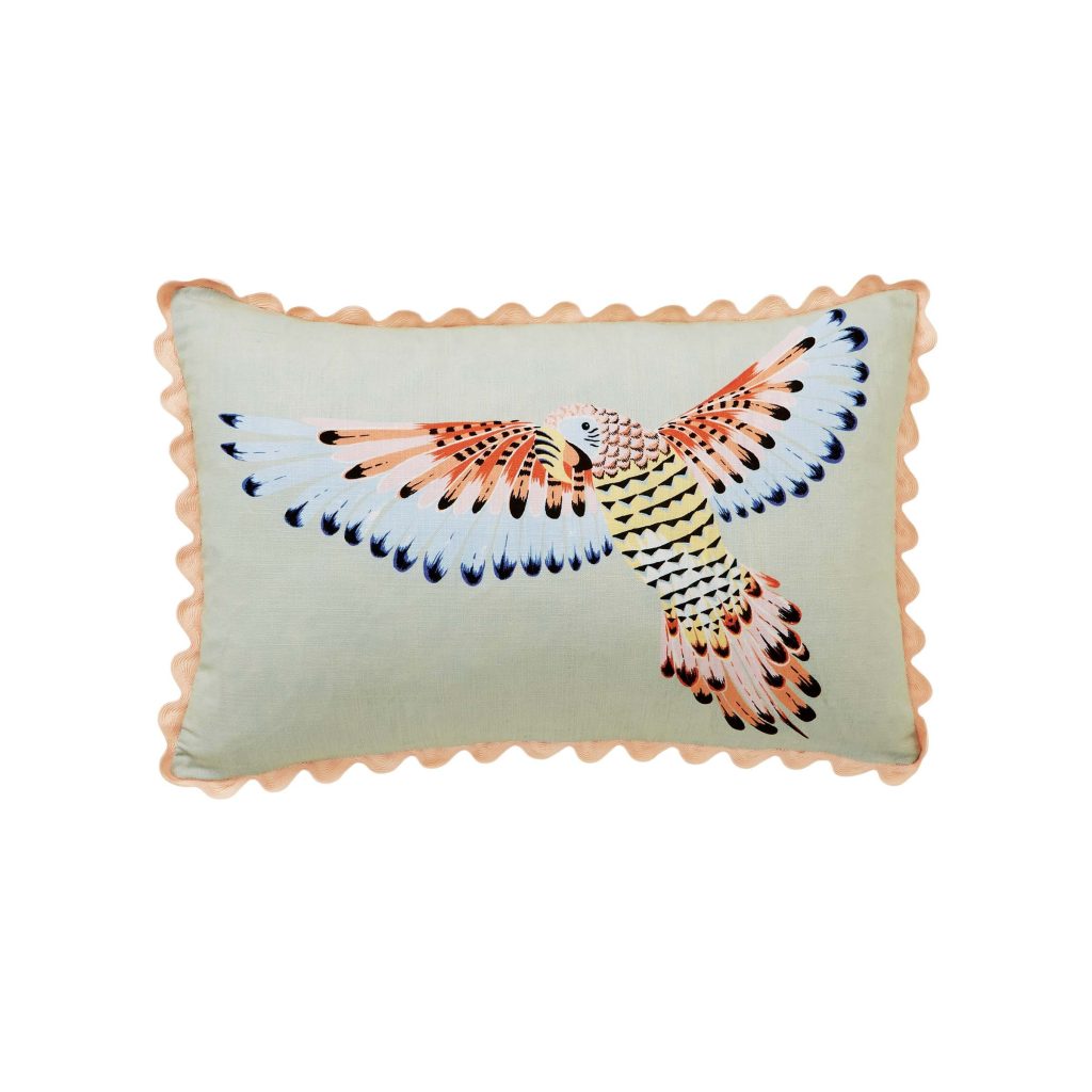 Yvonne Ellen Parrot Cushion 60cm x 40cm Sage | Bed Sava