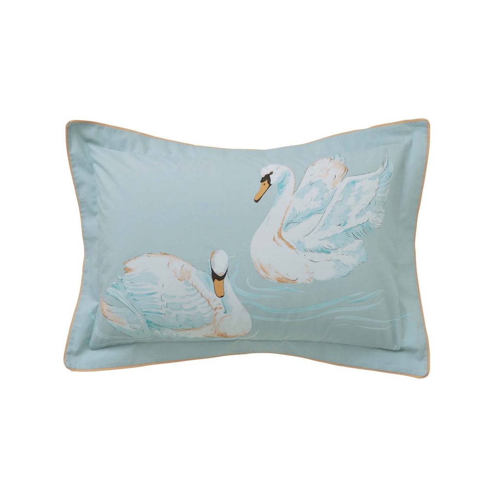 Yvonne Ellen Sister Swans Pair of Oxford Pillowcases, Aqua