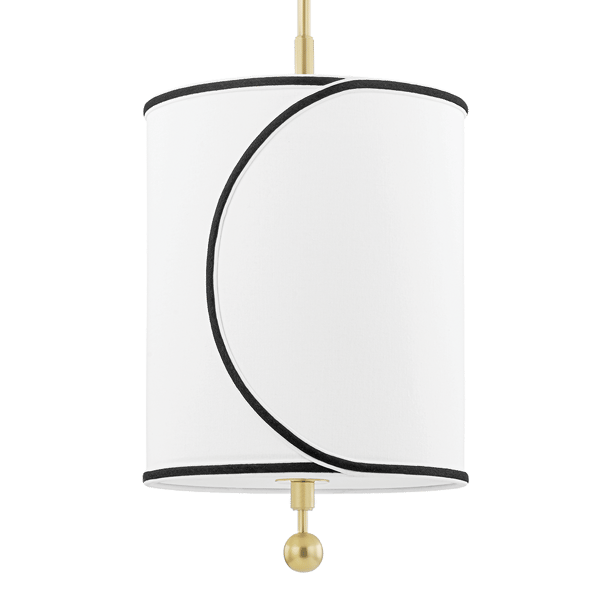Zara Pendant Light, Small, Black/Brass/White - Andrew Martin