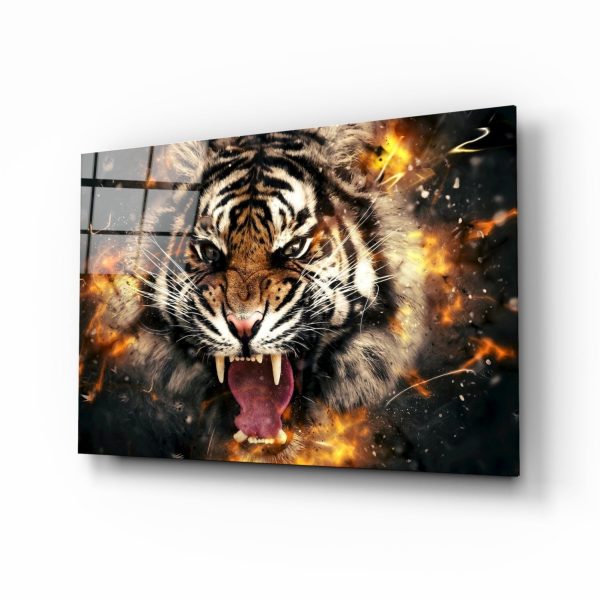 Anger of a Tiger Glass Wall Art | Bed Sava