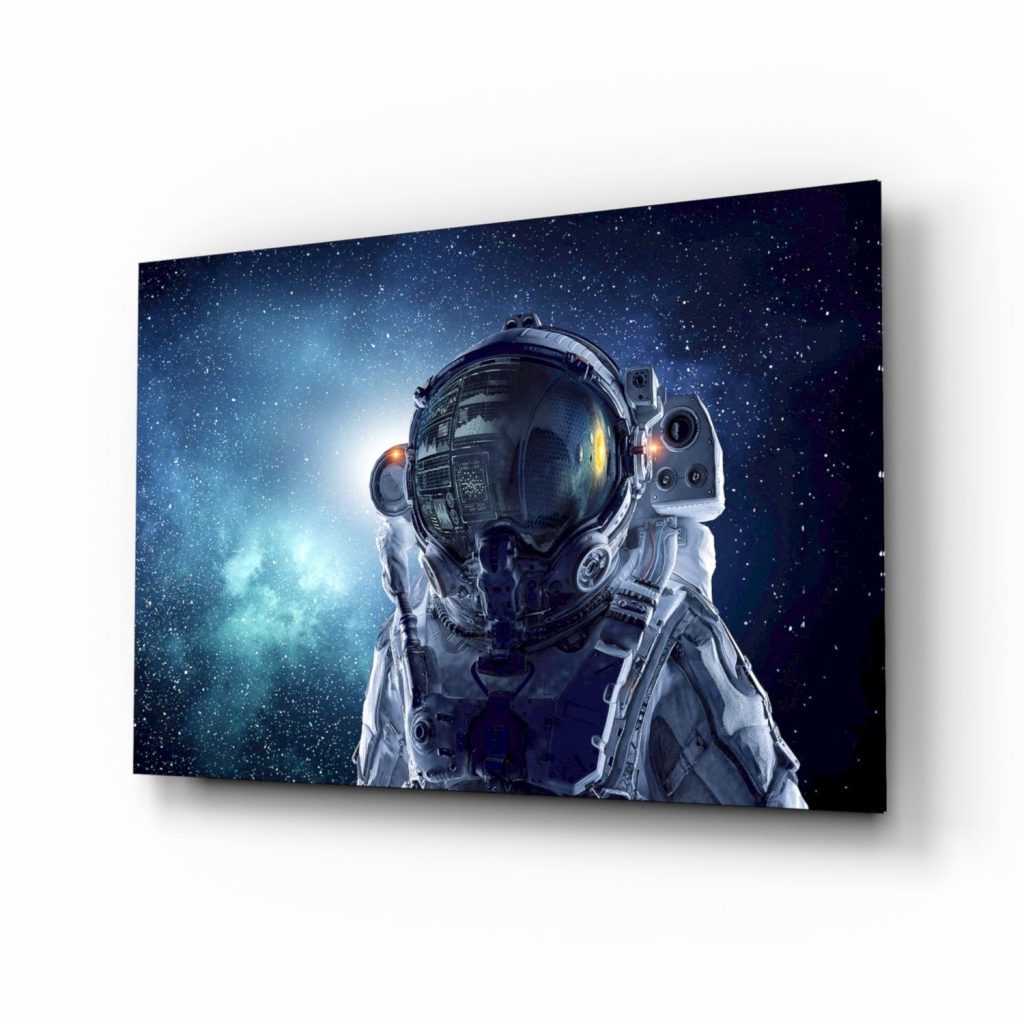 Astronaut Ä°n Space Glass Wall Art | Bed Sava