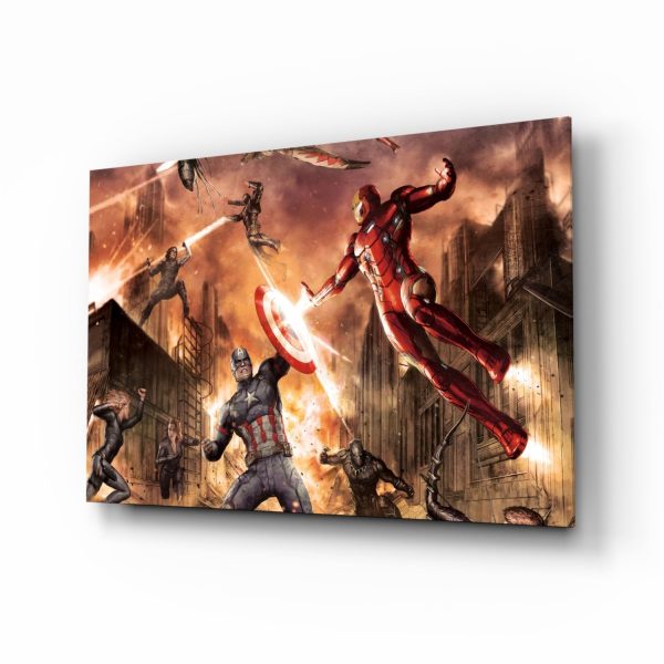 Captain America vs Iron Man Glass Wall Art | Bed Sava