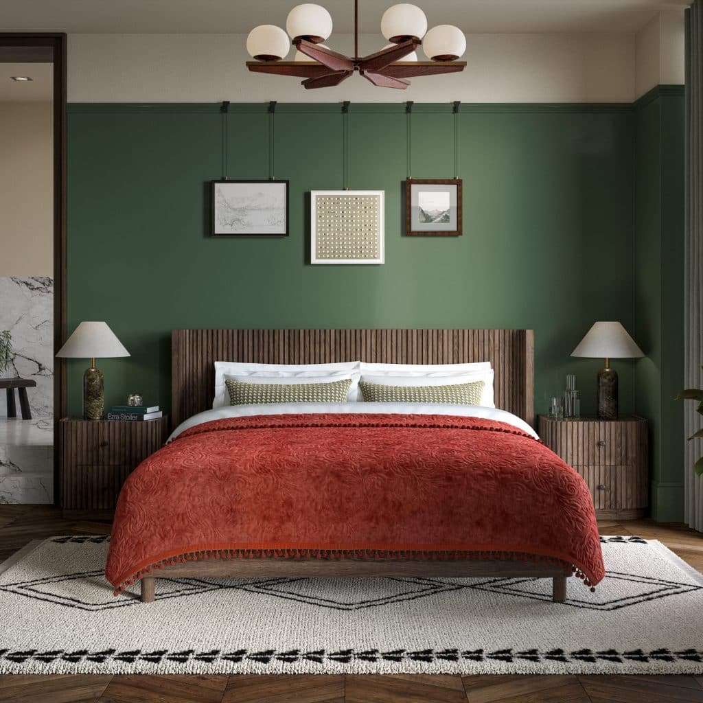 Jacob Bed and Bedside Set Double  Dark Wood  Brown Marble | Bed Sava